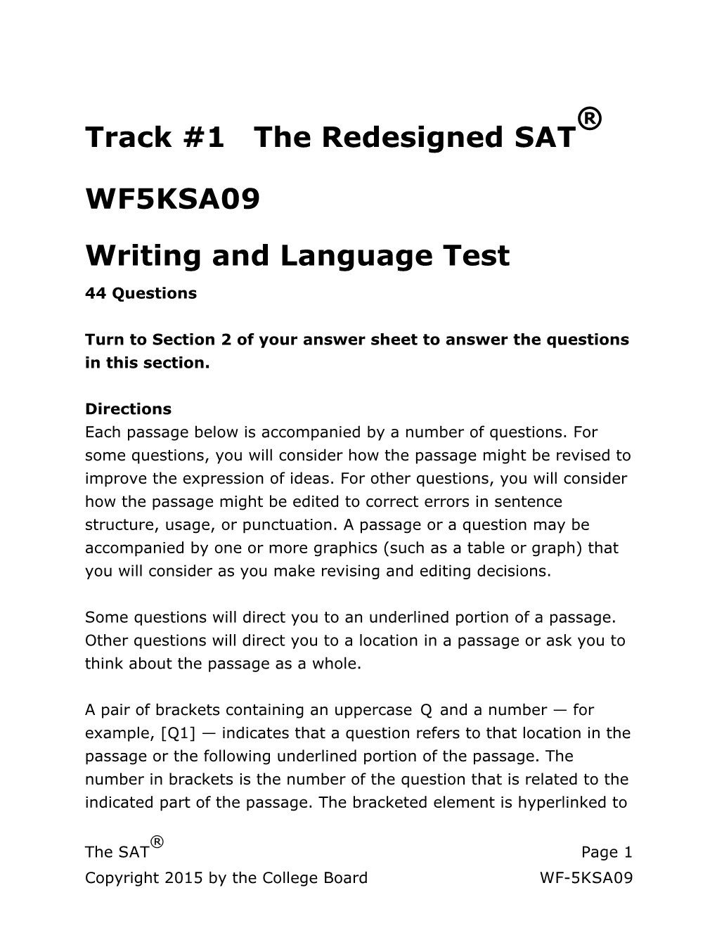 Writing and Language Test