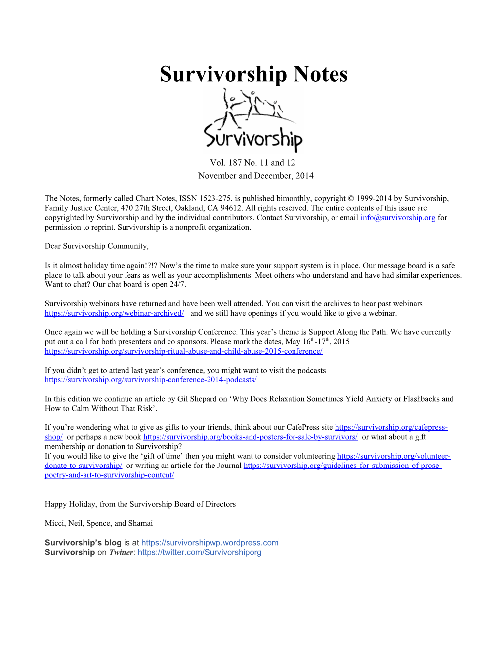 Survivorship Notes s1