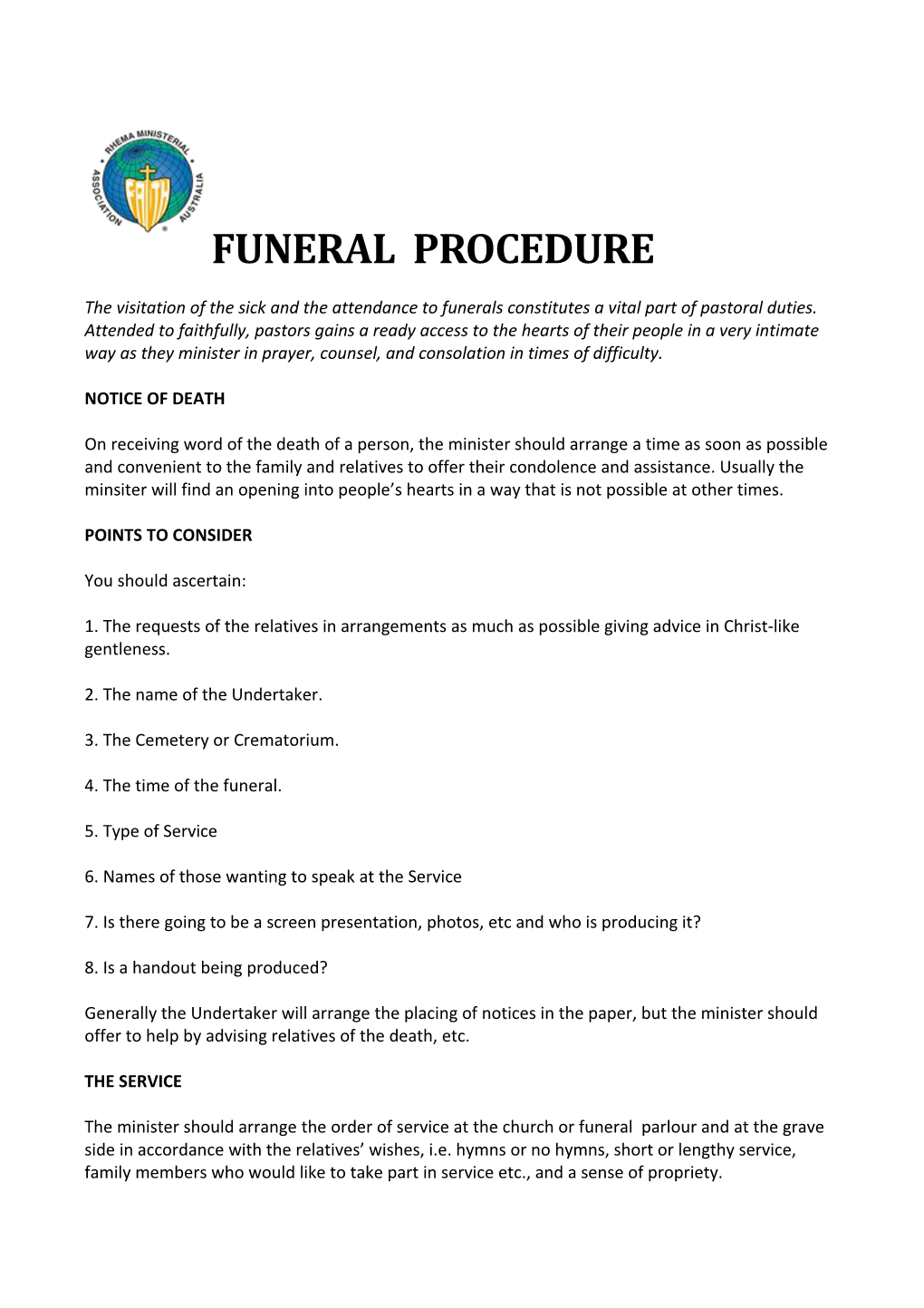 Funeral Procedure