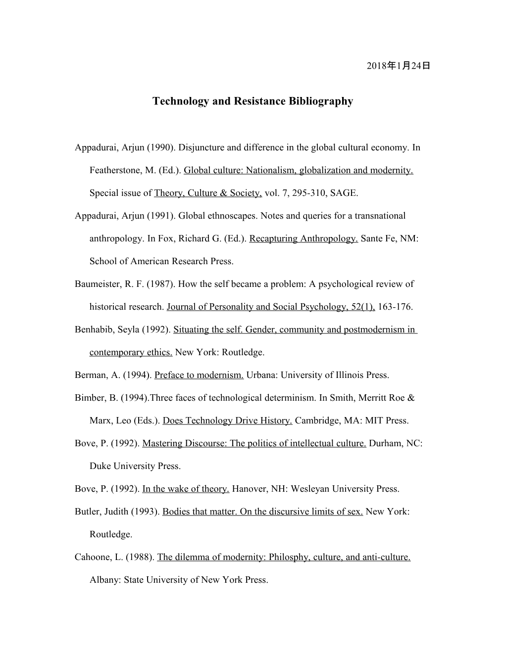 Technology and Resistance Bibliography