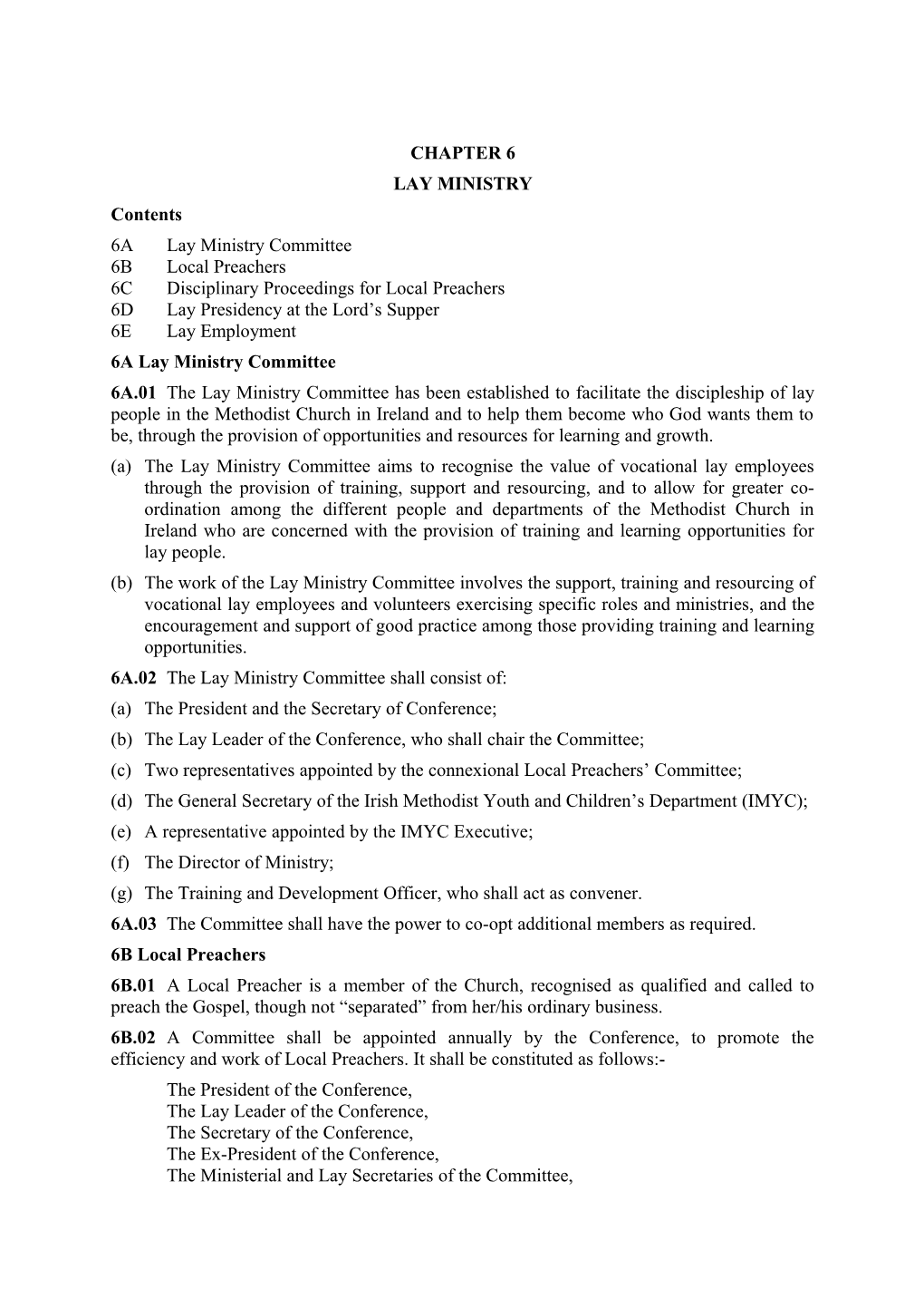 6C Disciplinary Proceedings for Local Preachers