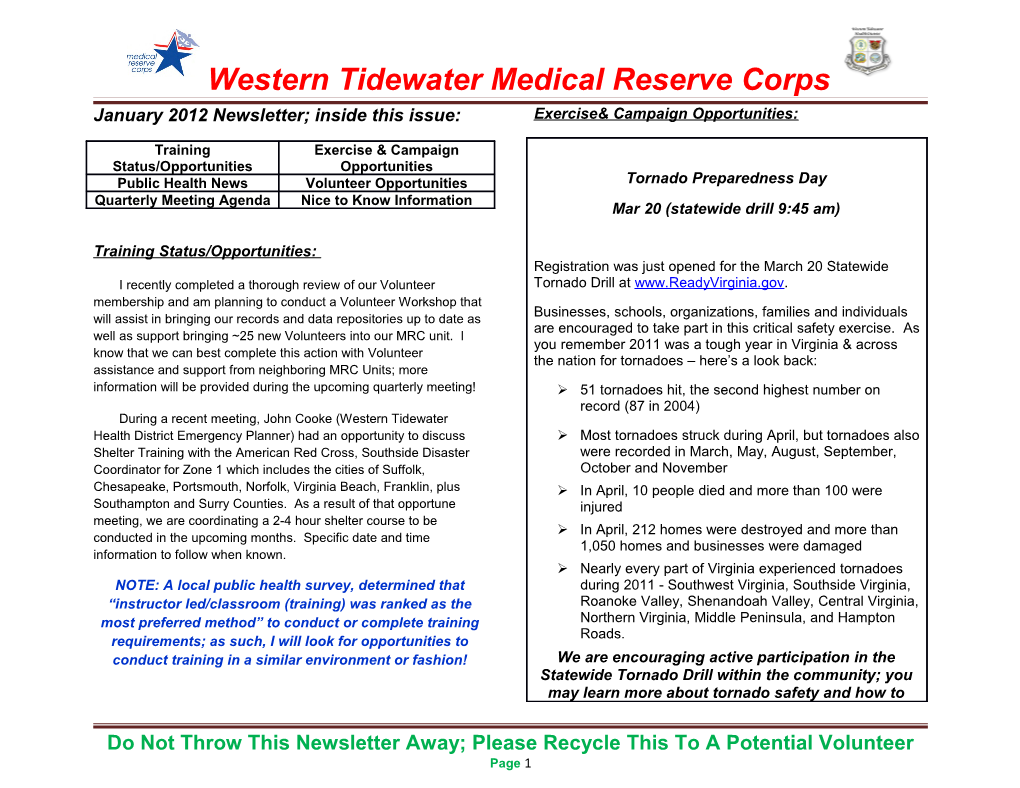 Western Tidewater Medical Reserve Corps