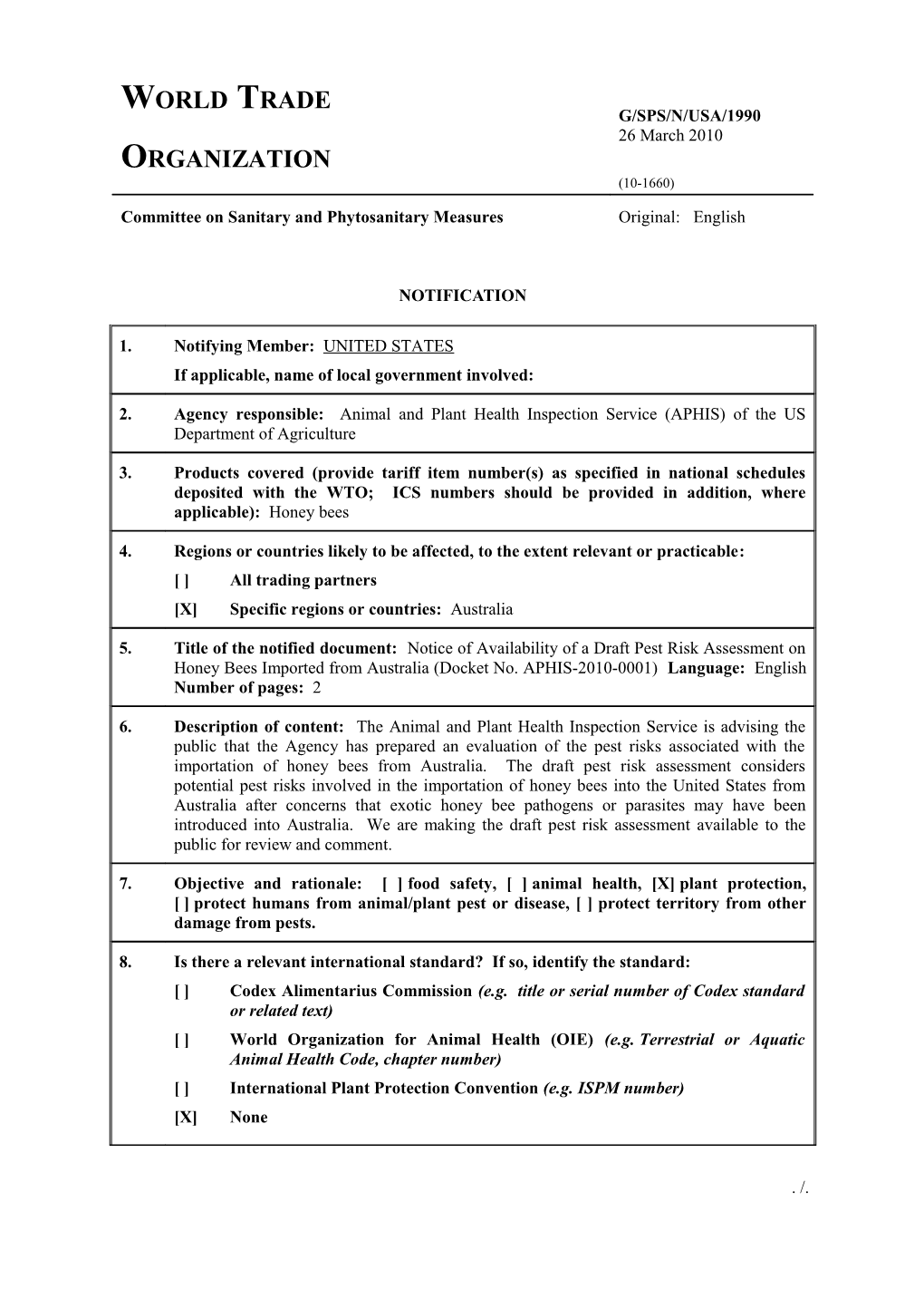 Does This Proposed Regulation Conform to the Relevant International Standard?