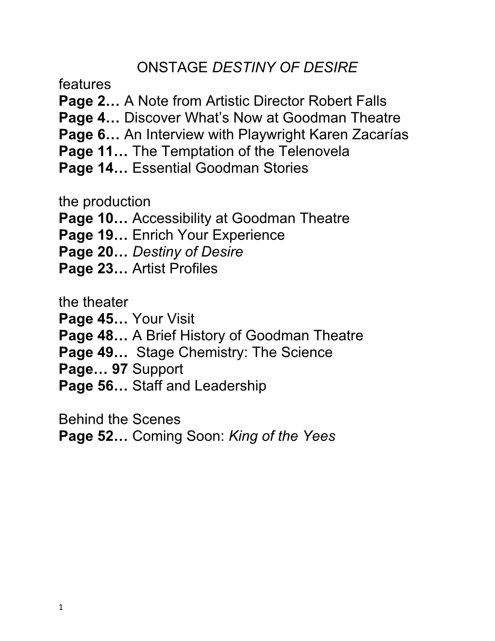 Page 2 a Note from Artistic Director Robert Falls