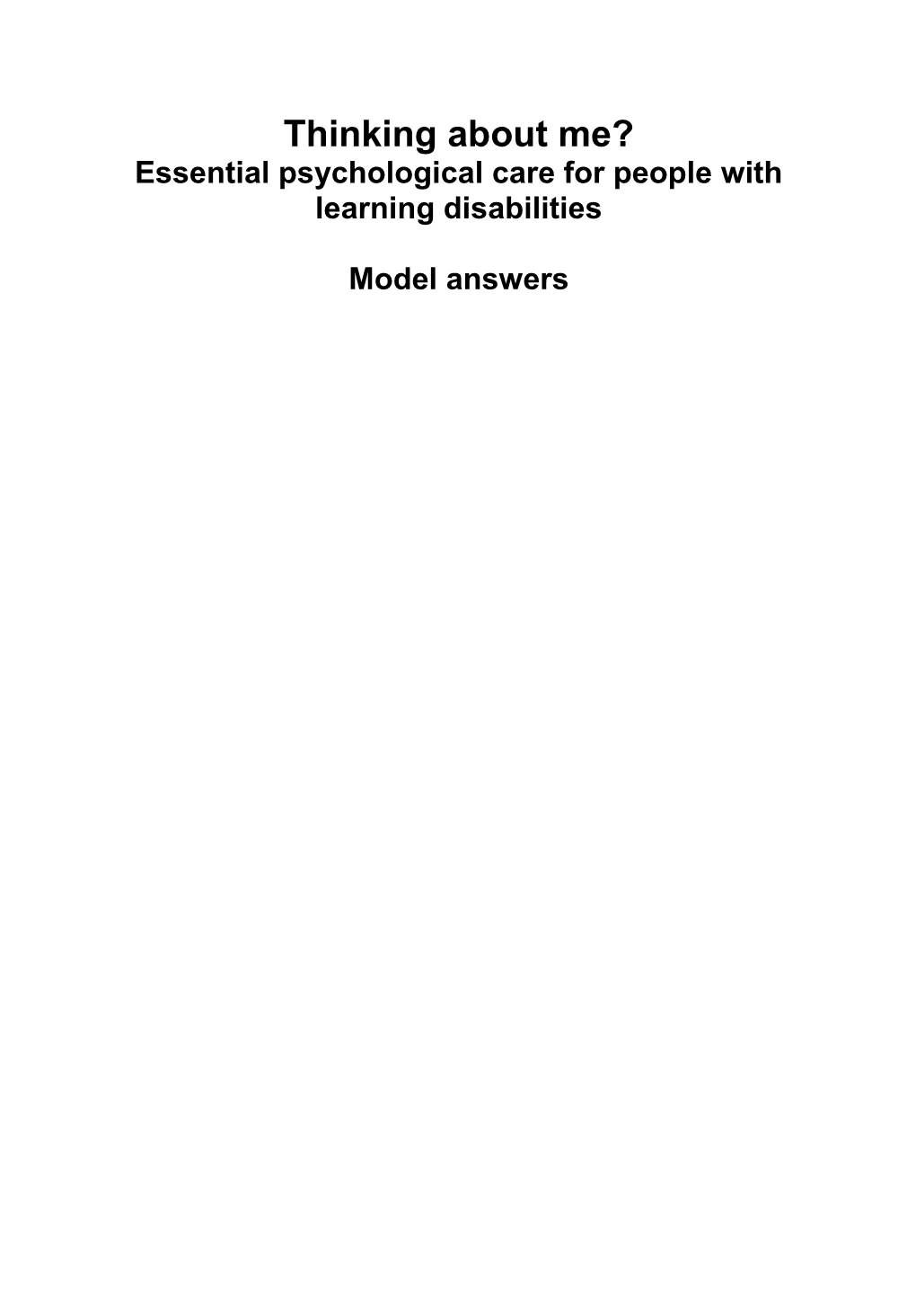 Essential Psychological Care for People with Learning Disabilities