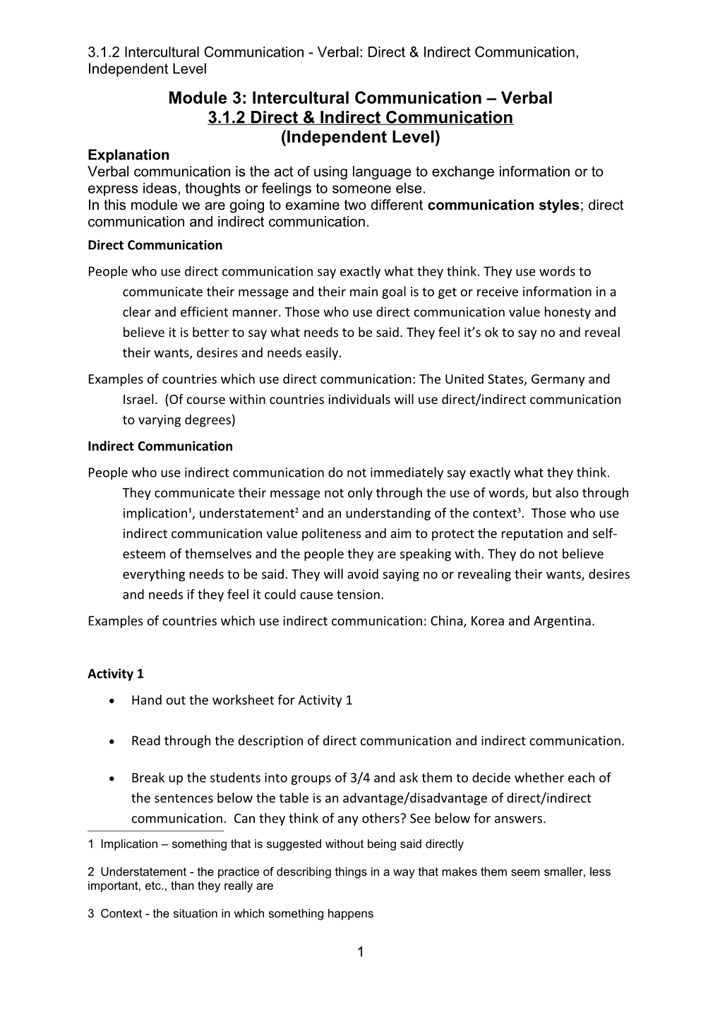 Module 3: Intercultural Communication Verbal