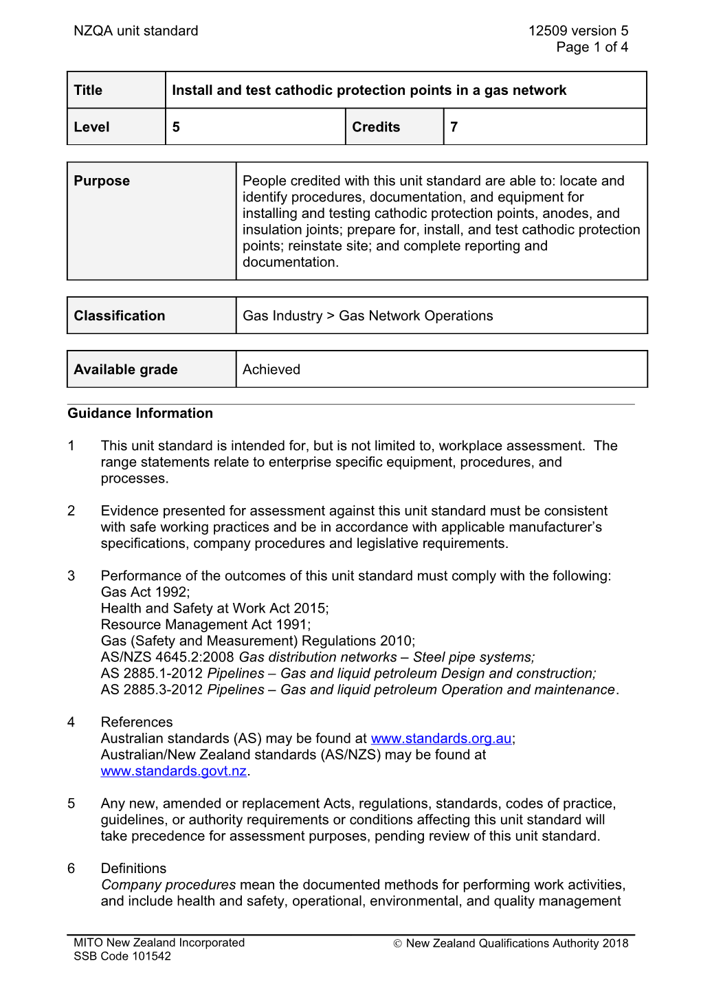 12509 Install and Test Cathodic Protection Points in a Gas Network