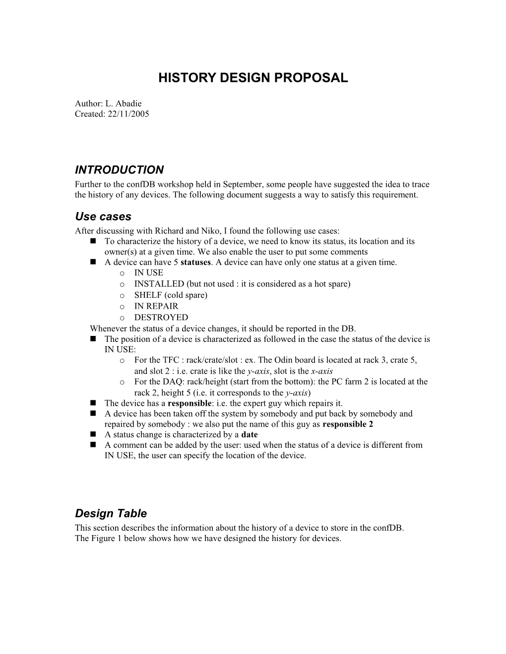 History Design Proposal