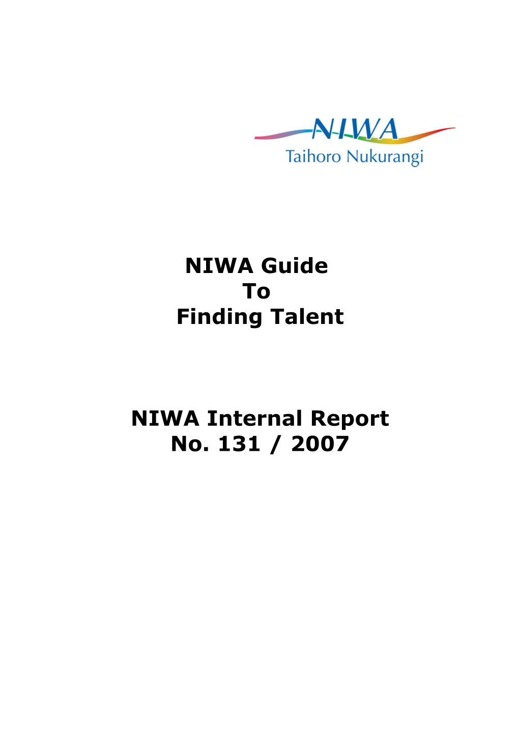 NIWA Internal Report