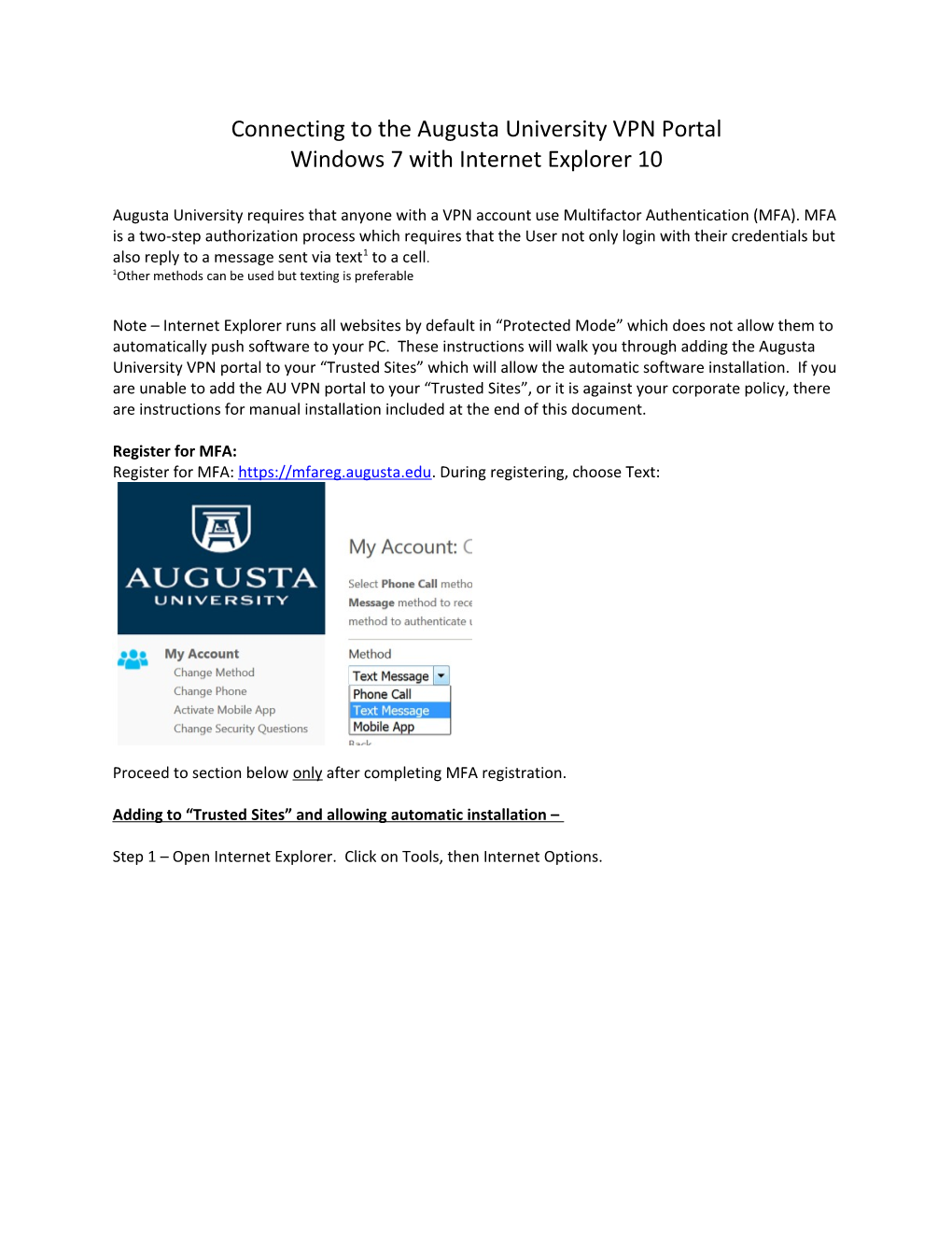 Connecting to the Augusta University VPN Portal