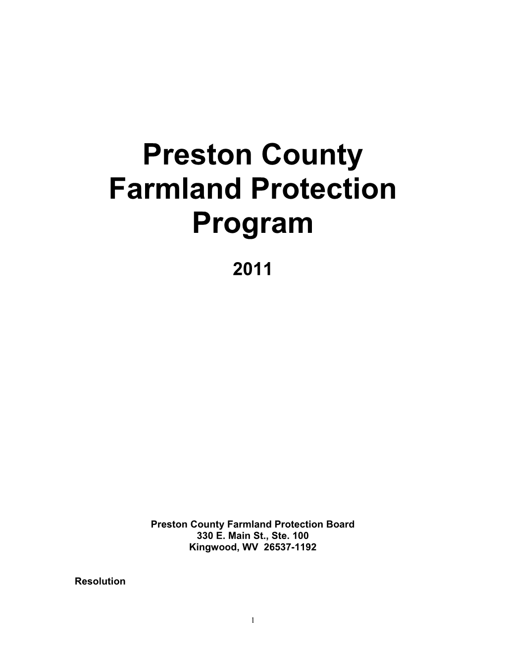 Preston County Farmland Protection Program