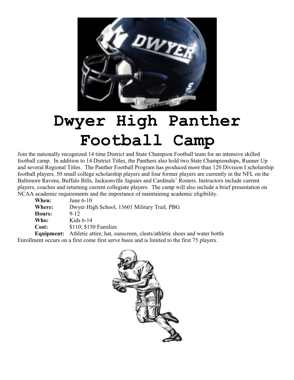 Dwyer Panther Football Camp