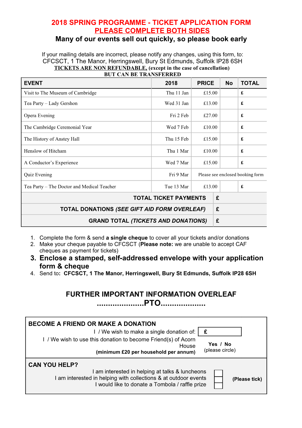 The Sick Children S Trust Ticket Application Form