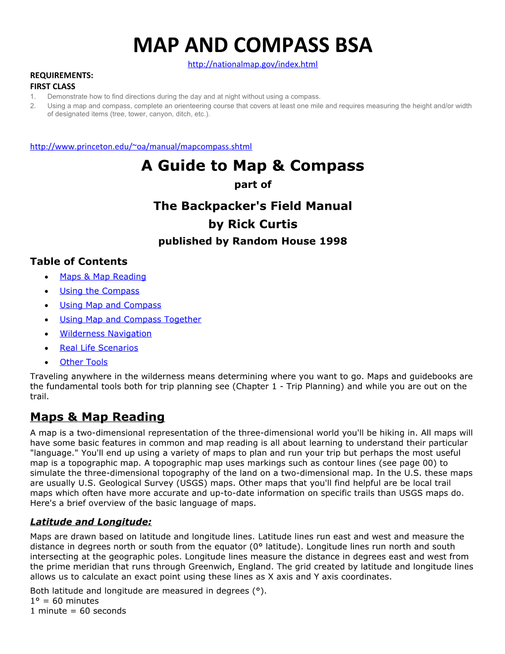 Map and Compass Bsa