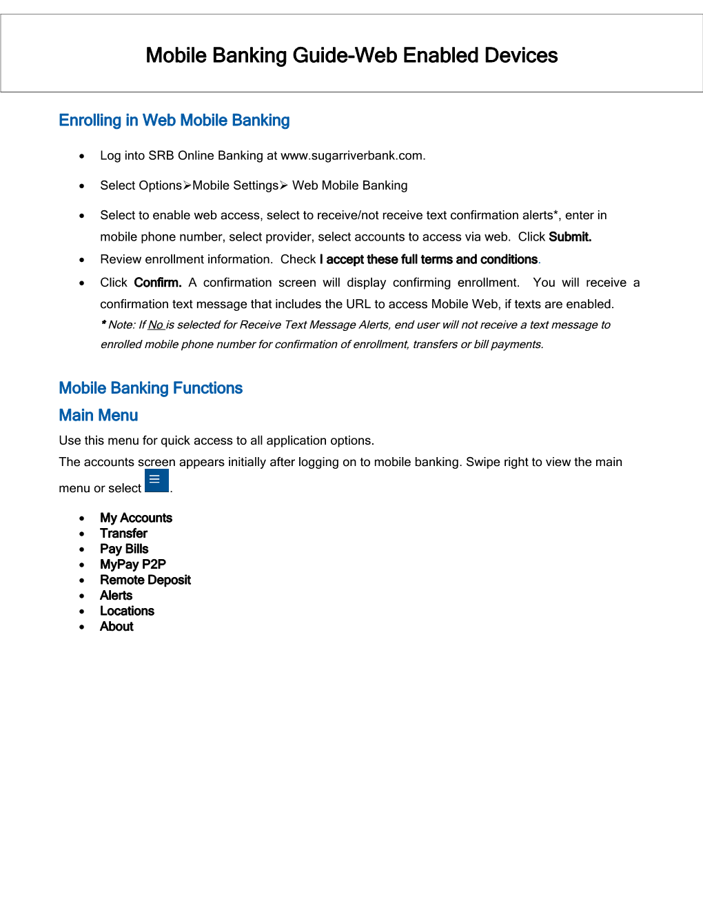 Enrolling for Mobile Banking-Web