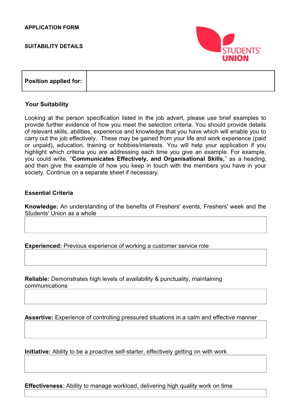 Application Form s23