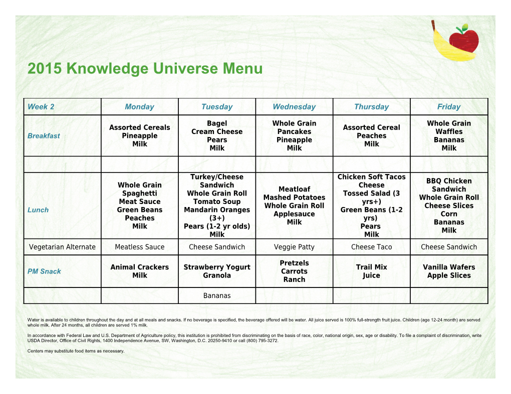 2015 Knowledge Universe Menu