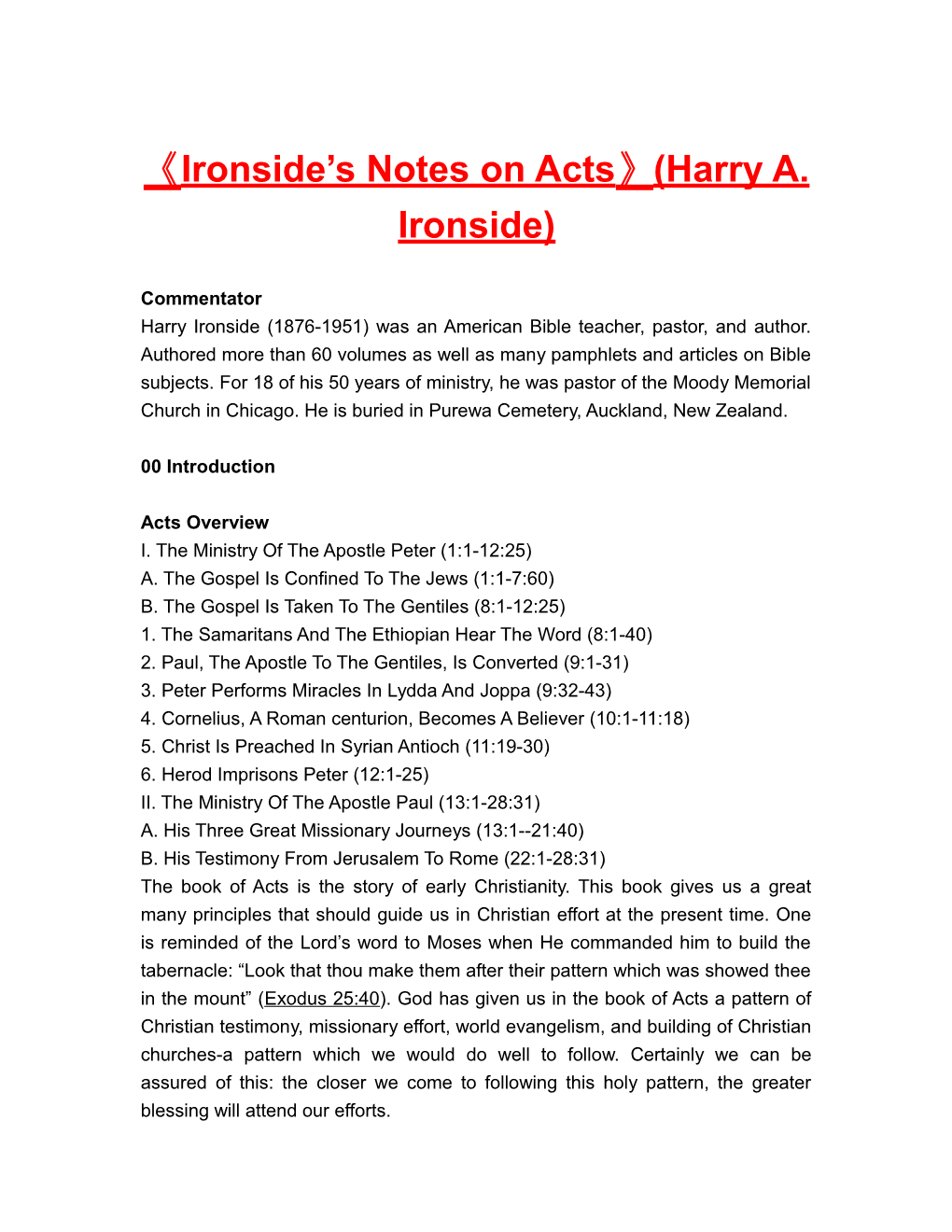 Ironside S Notes on Acts (Harry A. Ironside)
