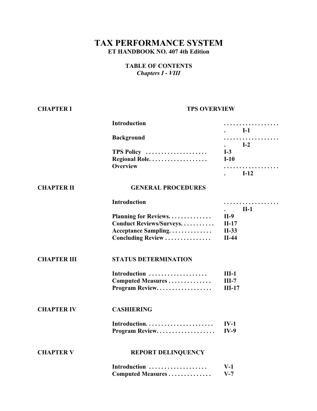 Tax Performance System