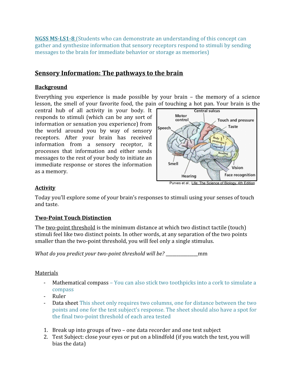 Sensory Information: the Pathways to the Brain