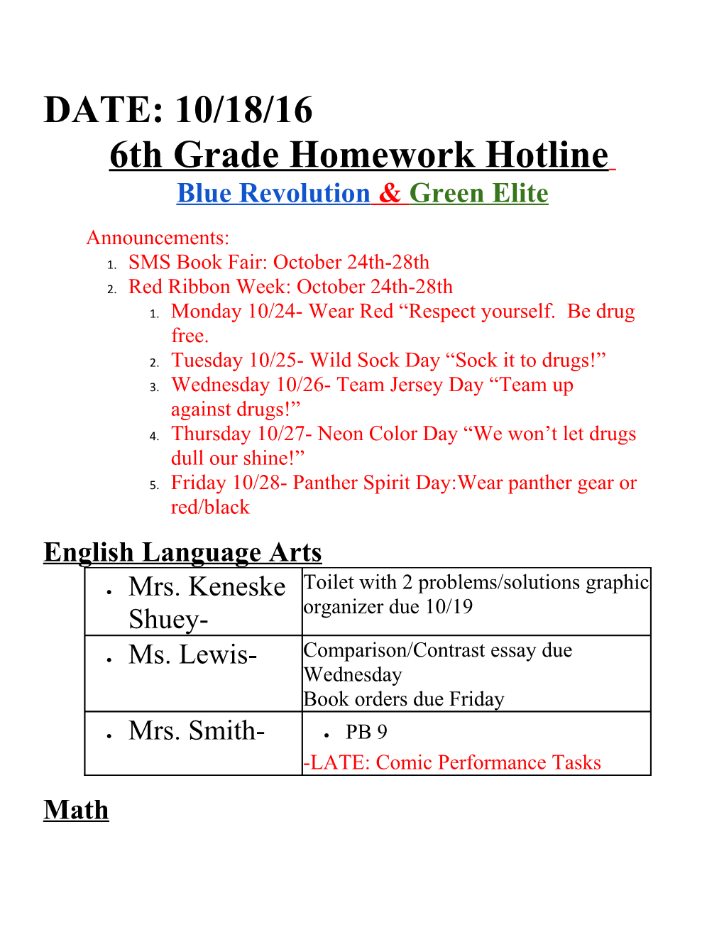 6Th Grade Homework Hotline