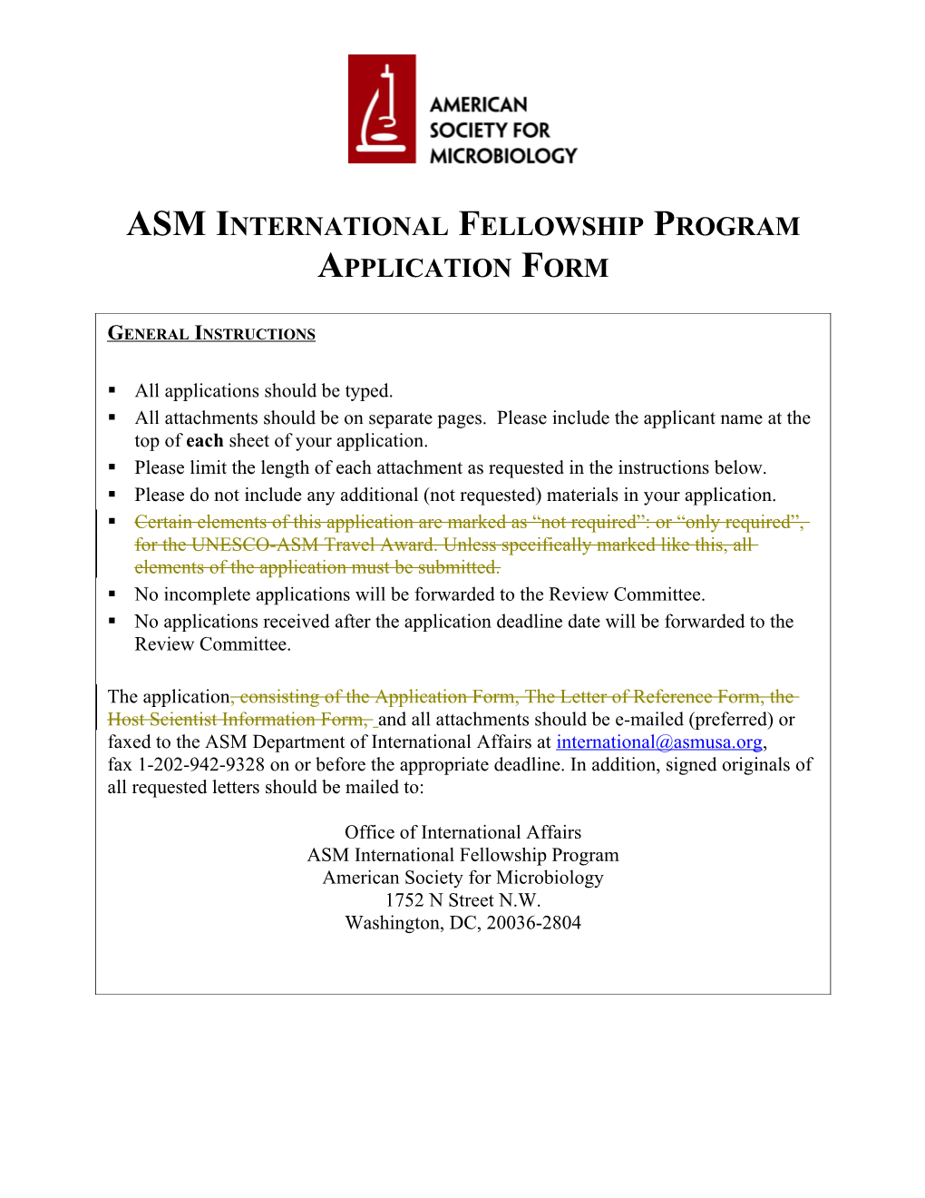 The ASM International Fellowship Program