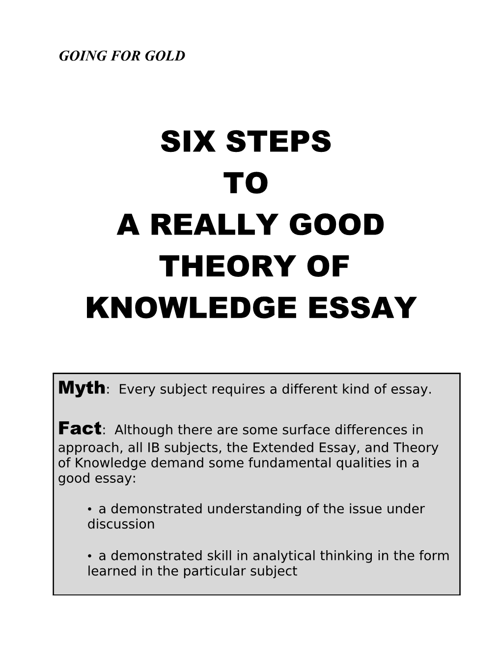 Six Steps To Writing A Good Tok Essay: