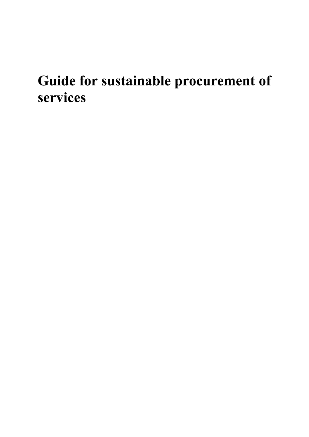 Guide for Sustainable Procurement of Services