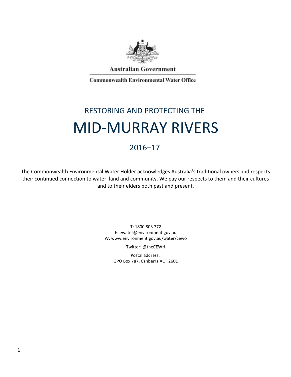 Restoring and Protecting the Mid-Murray Rivers 2016-17