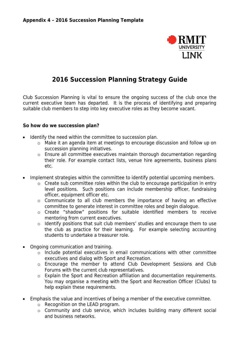 Appendix 4 2016 Succession Planning Template