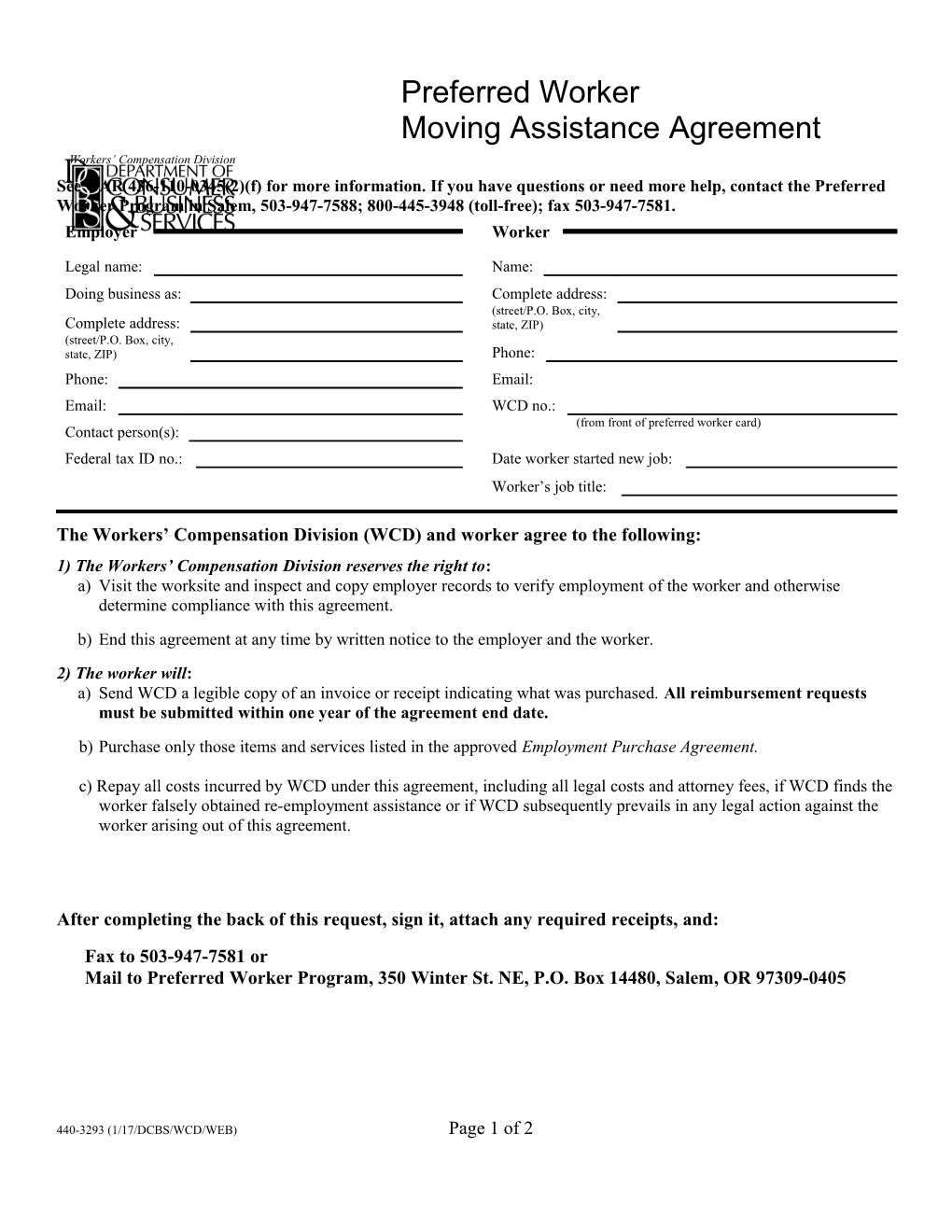 Preferred Worker Moving Assistance Agreement