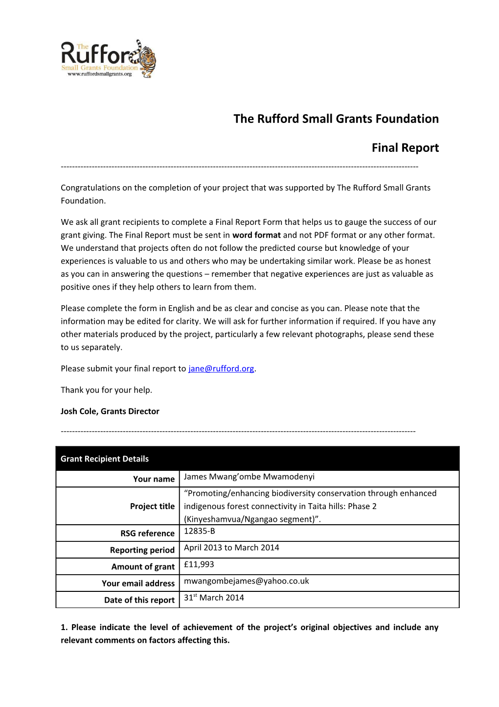 The Rufford Small Grants Foundation s45