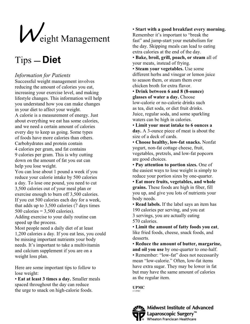Weight Management Tips Diet