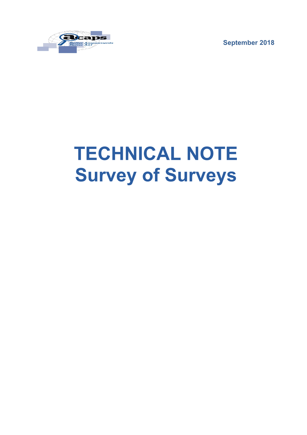 Technical Note Survey of Surveys