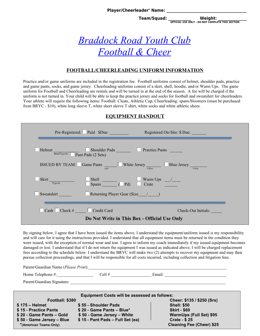 Braddock Road Youth Football 2006