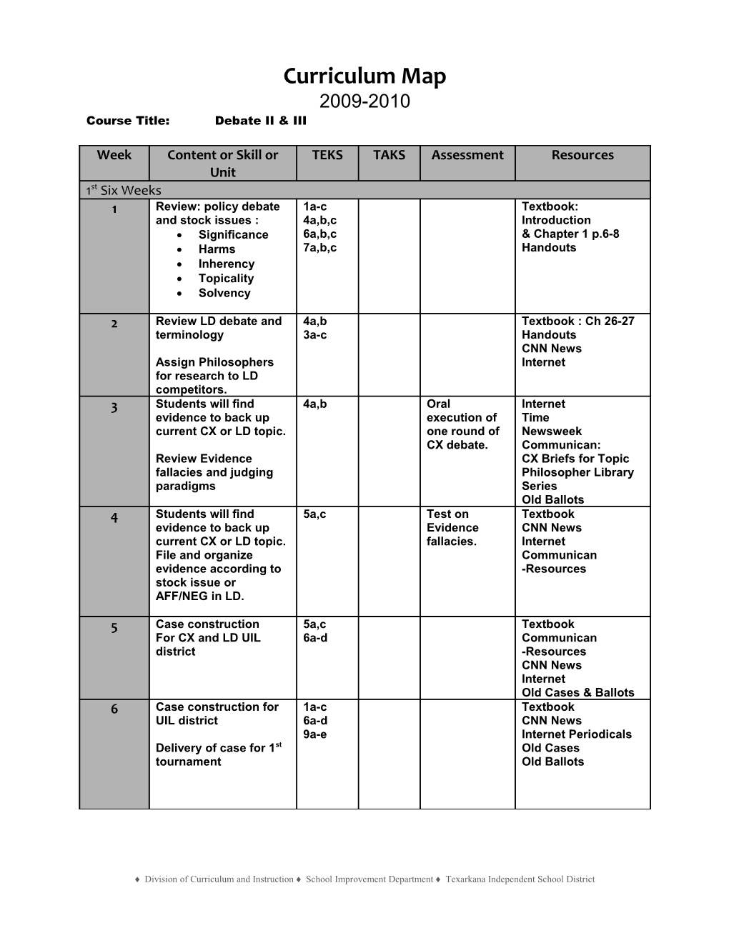 Course Title: Debate II & III