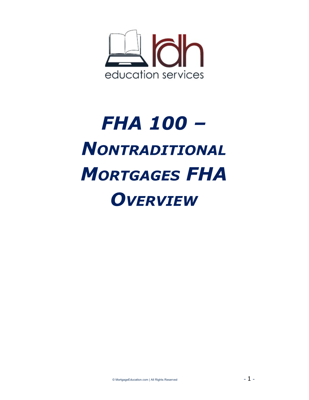 FHA 4 Eight FHA Mortgage Loan Programs