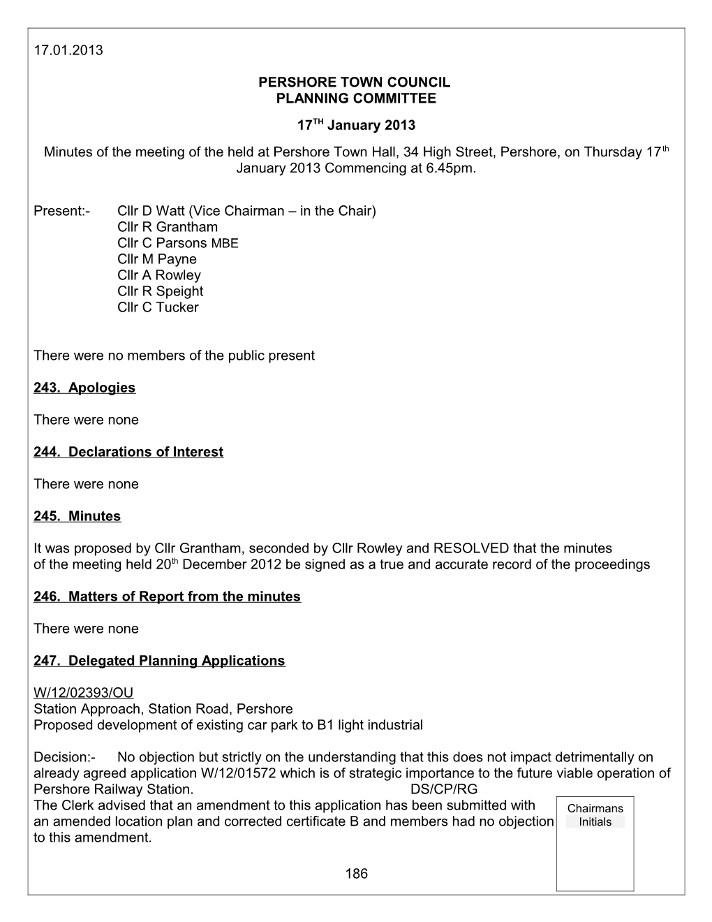 Minutes of the Planning Committee Meeting Held on Thursday 19Th July 2007