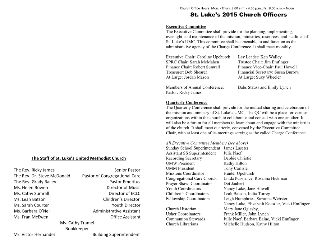 Lay Leadership Report for 2011