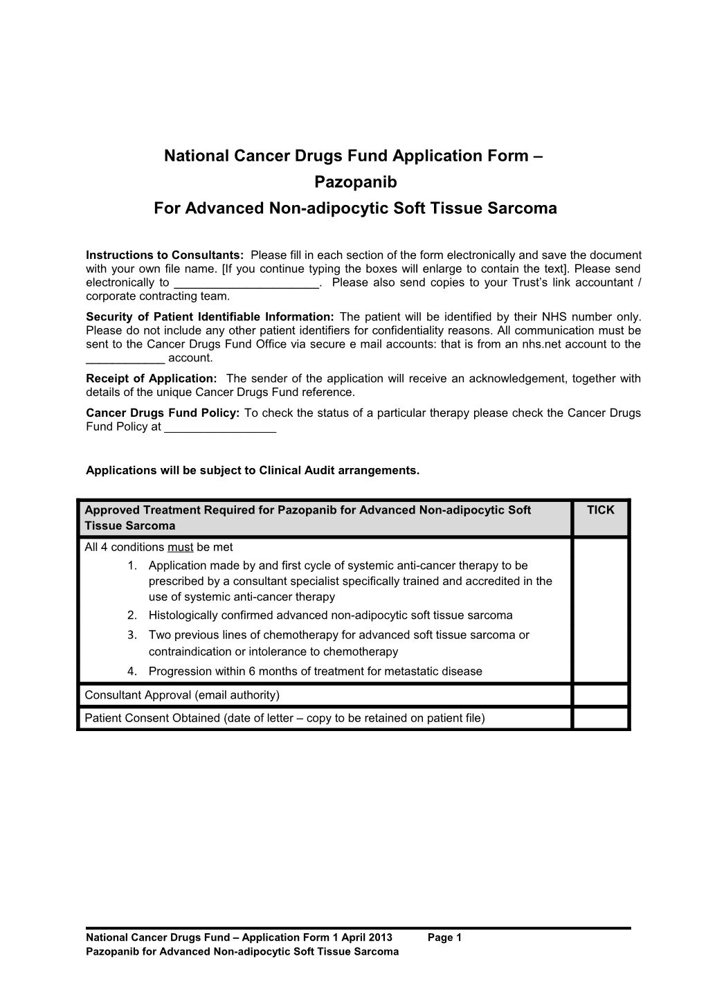 For Advanced Non-Adipocytic Soft Tissue Sarcoma