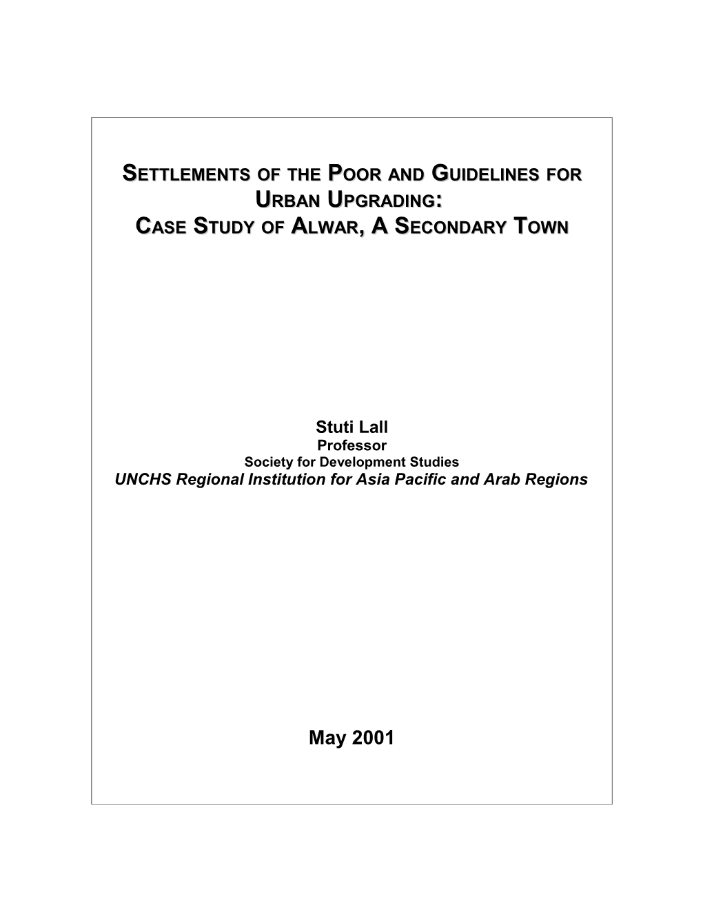 Regulations for Urban Upgrading Case Study of Alwar