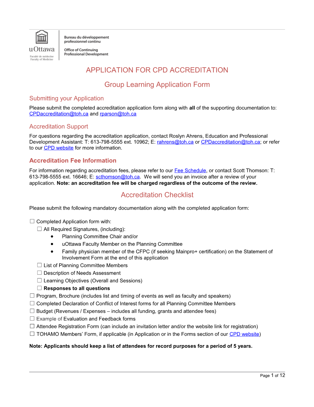 OCPD Application Form Uottawa