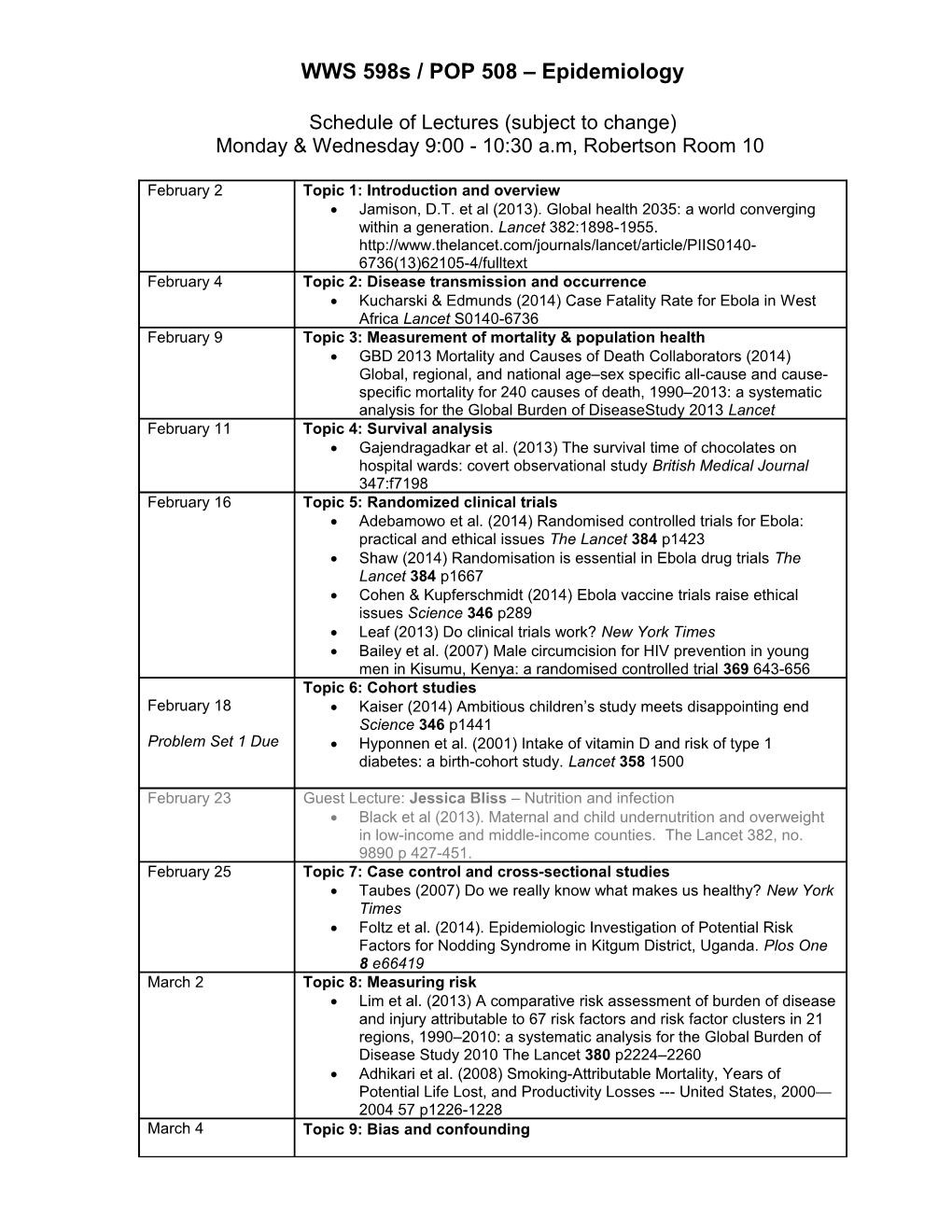 WWS 598 / POP 508 - Epidemiology