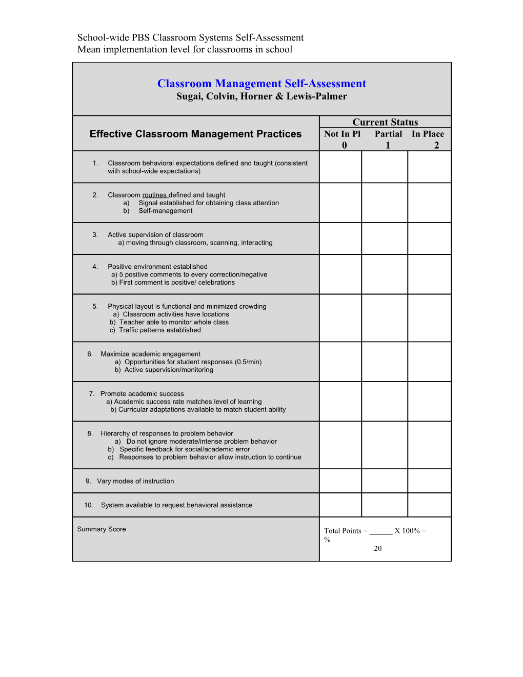 Effective Classroom Management Practices