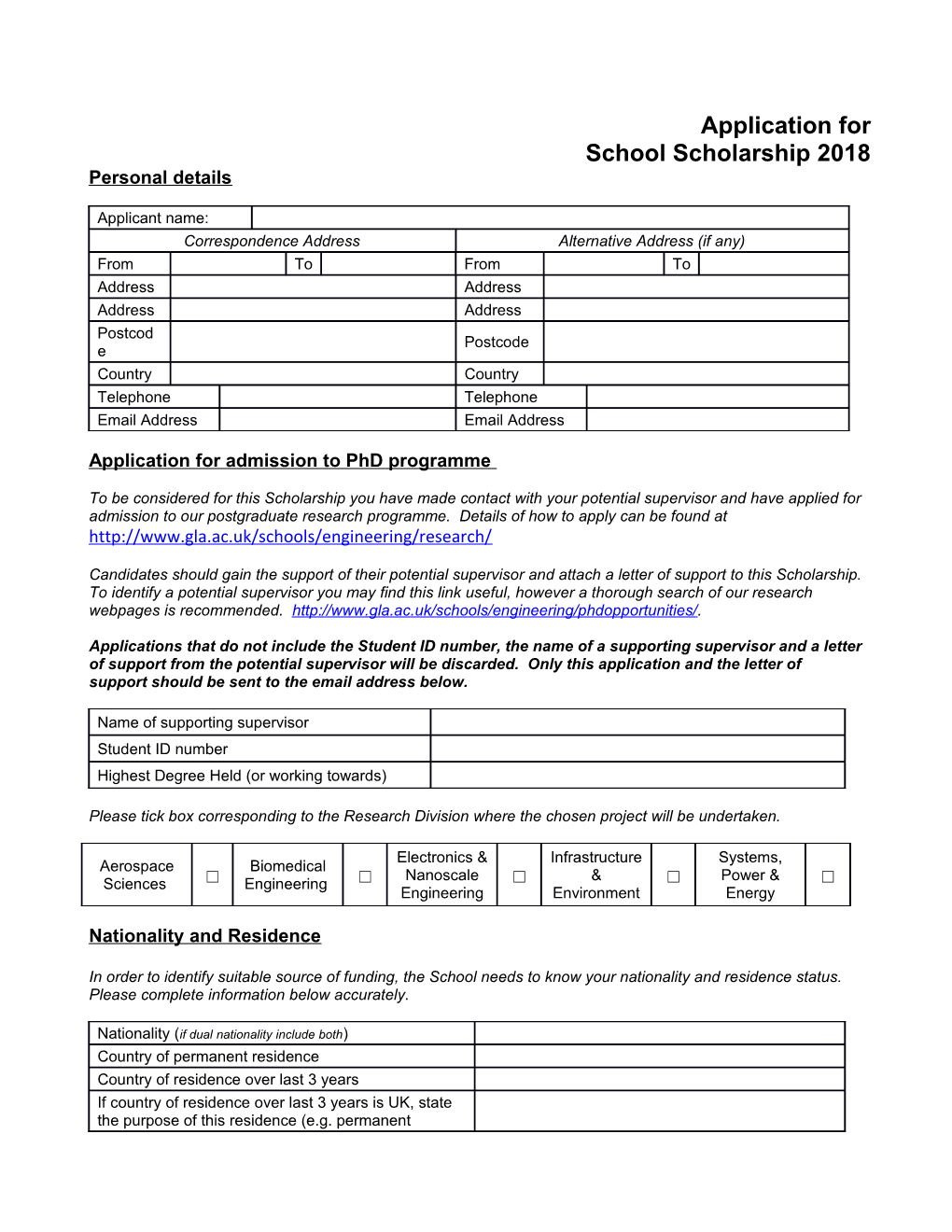 School Scholarship 2018