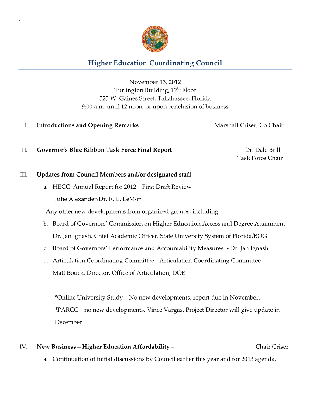 Higher Education Coordinating Council