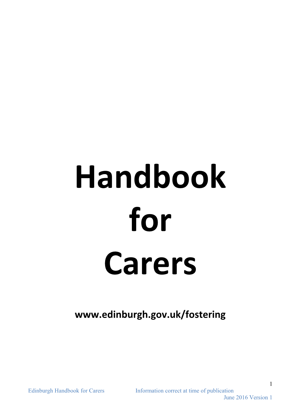 Welcome to Your Updated Carers Handbook - Online!