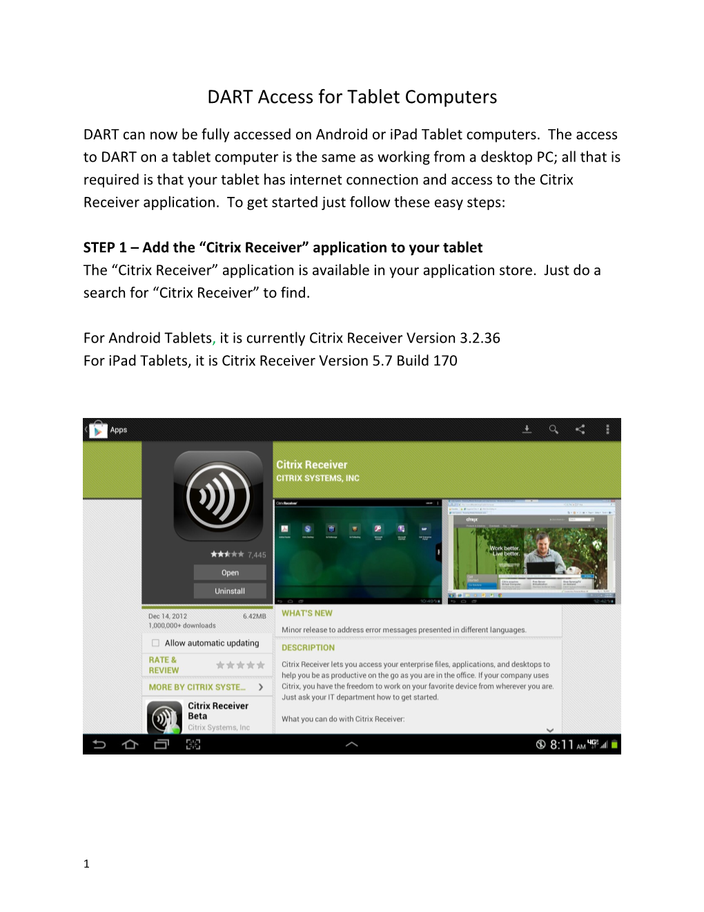 STEP 1 Add the Citrix Receiver Application to Your Tablet s1