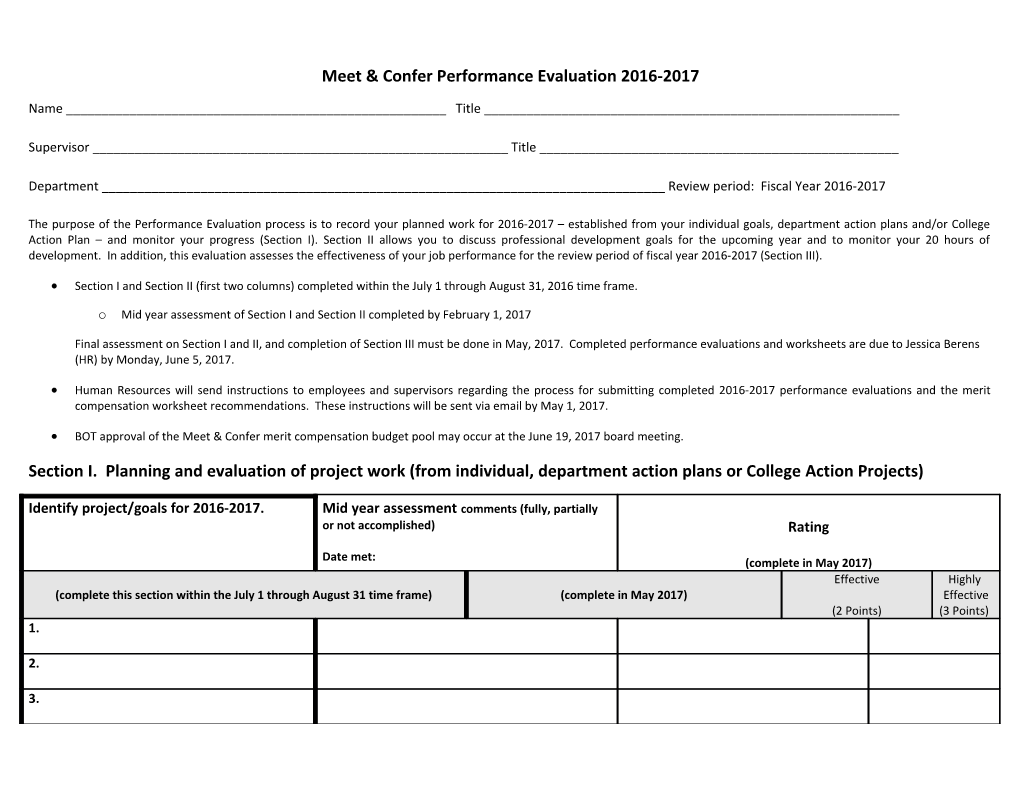Meet & Confer Performance Evaluation 2016-2017