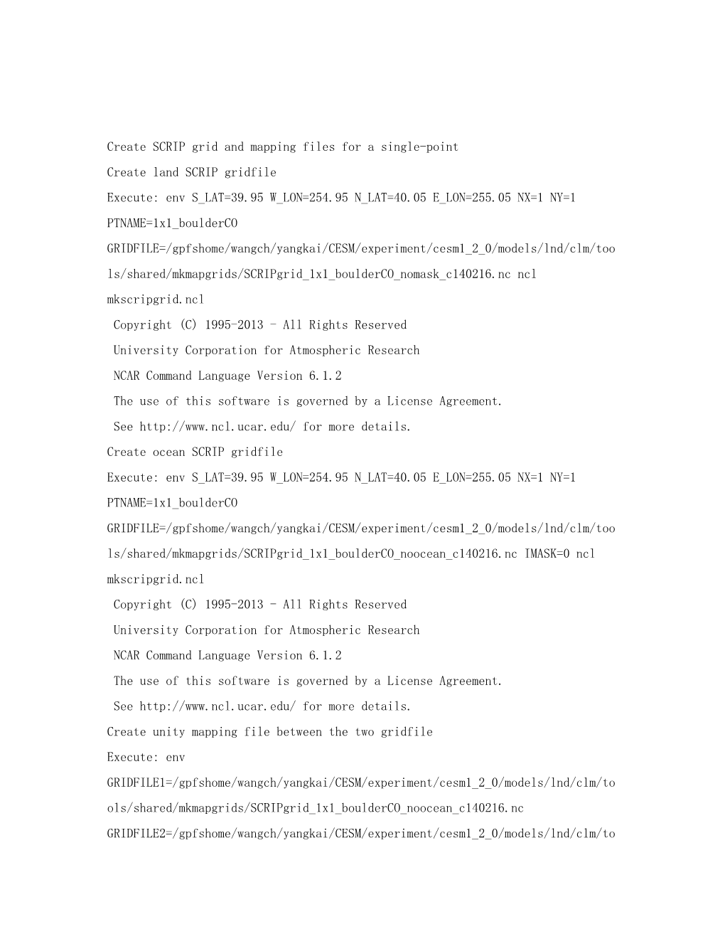 Create SCRIP Grid and Mapping Files for a Single-Point